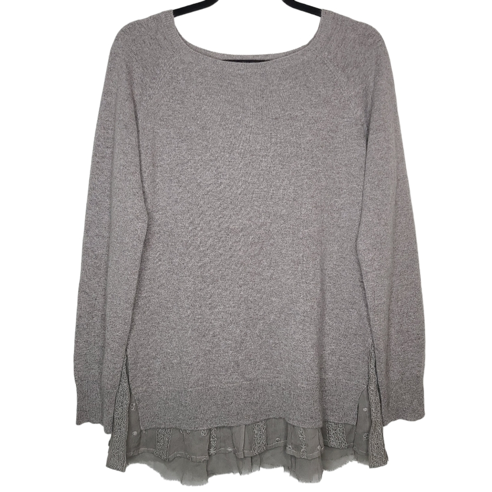Garnet Hill Shirttail Cashmere Sweater 29187 Medium
